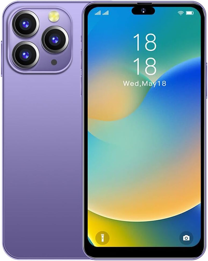 I14Pro Max (2023 New) Smartphones, Android 9.0 Mobile Phones with 6.3" HD Display, Dual SIM, Dual Cameras, 16GB Rom(Expandable to 128Gb),Wifi,Gps,Bluetooth,Face ID (I14Pro Max(6.3")-Purple)