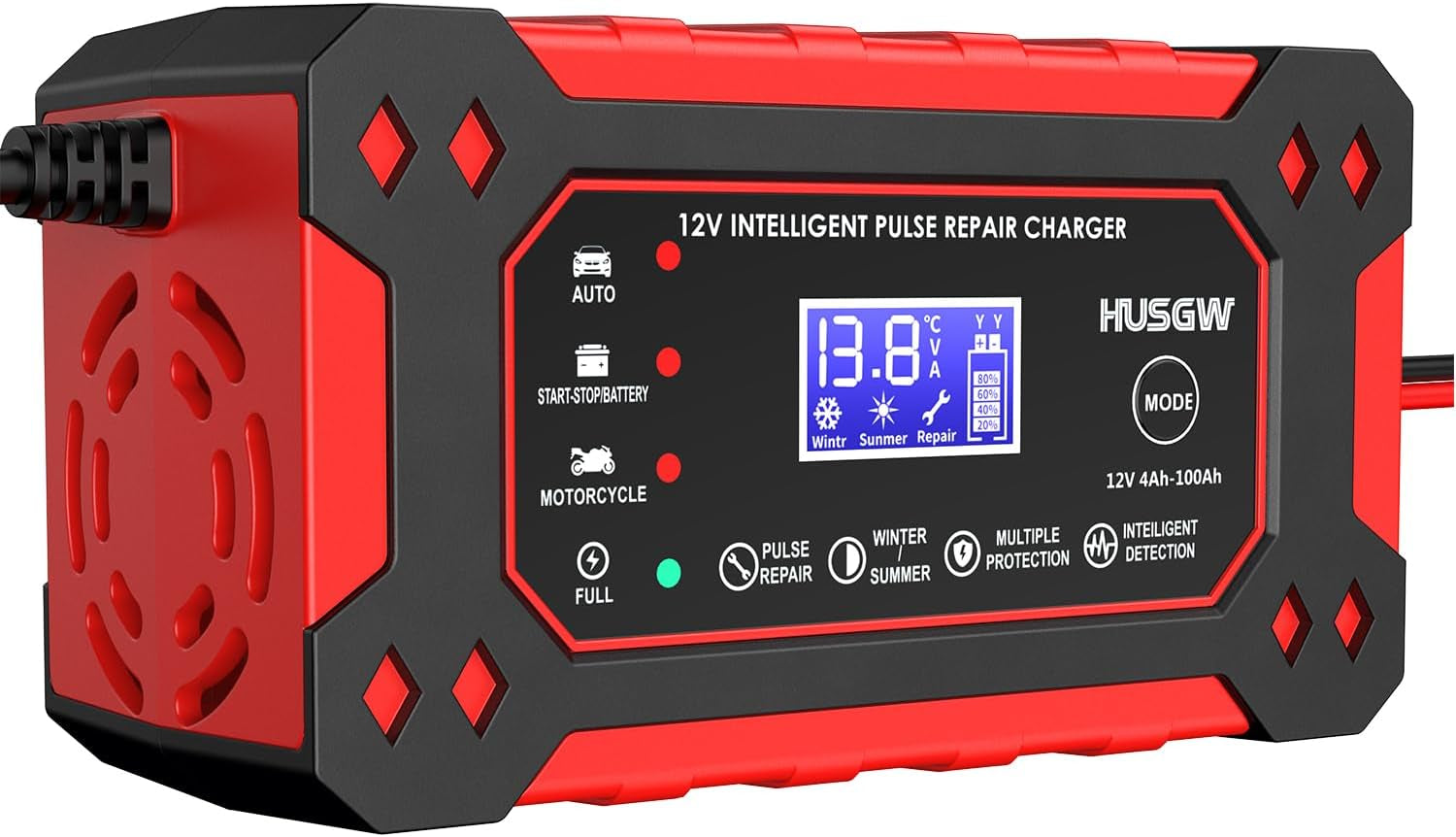 Car Battery Charger, 12V 6A Smart Battery Trickle Charger Automotive 12V Battery Maintainer Desulfator with Pulse Repair Temp Compensation for Car Truck Motorcycle Lawn Mower Boat Lead Acid Batteries